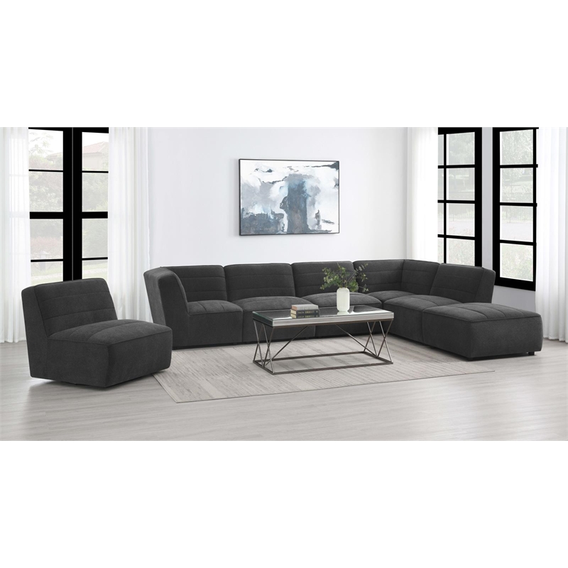 Sunny Square Upholstered Ottoman Dark Charcoal