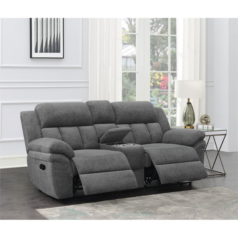 Bahrain Upholstered Motion Loveseat Charcoal
