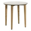 Aldis Round Marble Top Side End Table White and Natural