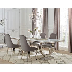 Antoine 5-piece Rectangular Glass Top Dining Table Set Grey