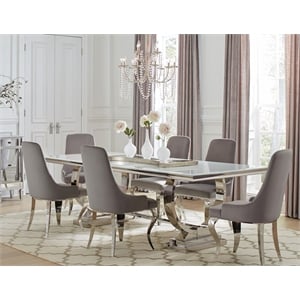 Antoine 7-piece Rectangular Glass Top Dining Table Set Grey