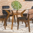 Paxton Round 48-inch Glass Top Wood Dining Table Brown