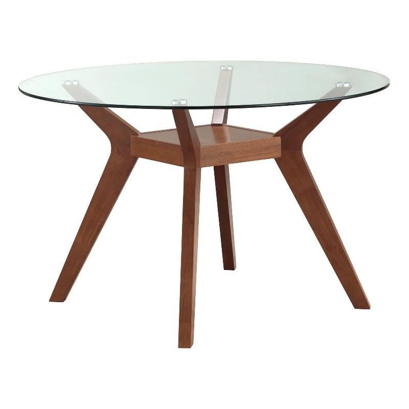 Paxton Round 48-inch Glass Top Wood Dining Table Brown