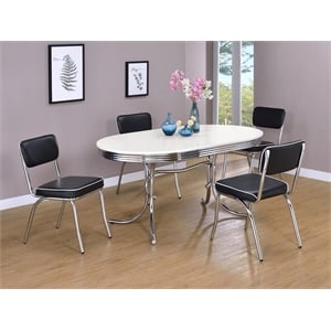 Retro 5-piece Oval Dining Table Set White and Black