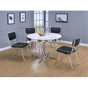 Retro 5-piece Round Dining Table Set White and Black