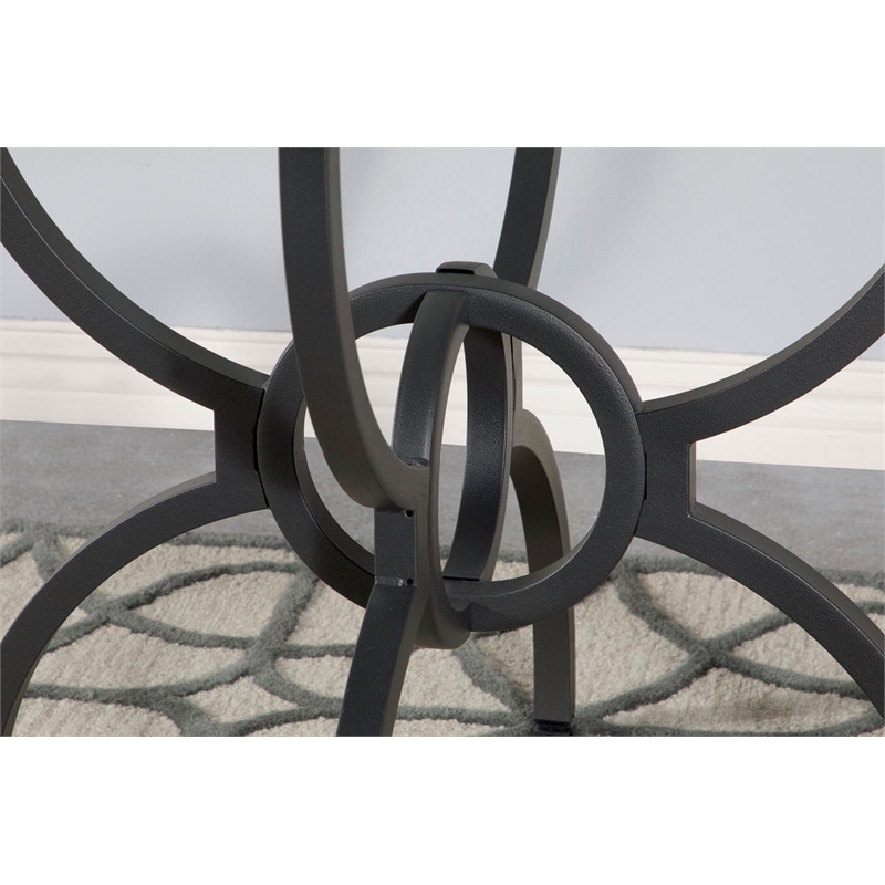 Aviano Round 48-inch Glass Top Metal Dining Table Gunmetal