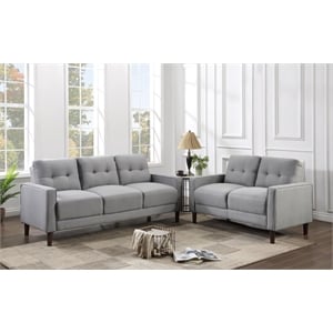 Bowen 2-piece Upholstered Track Arm Tufted Sofa Set Grey
