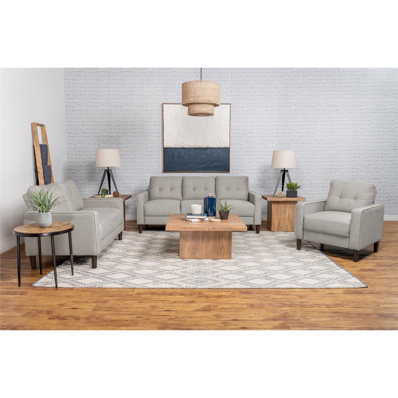 Bowen Upholstered Track Arm Tufted Loveseat Beige