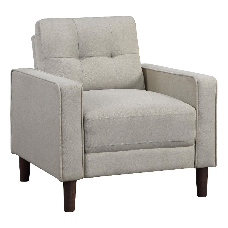 Bowen Upholstered Track Arm Tufted Accent Chair Beige