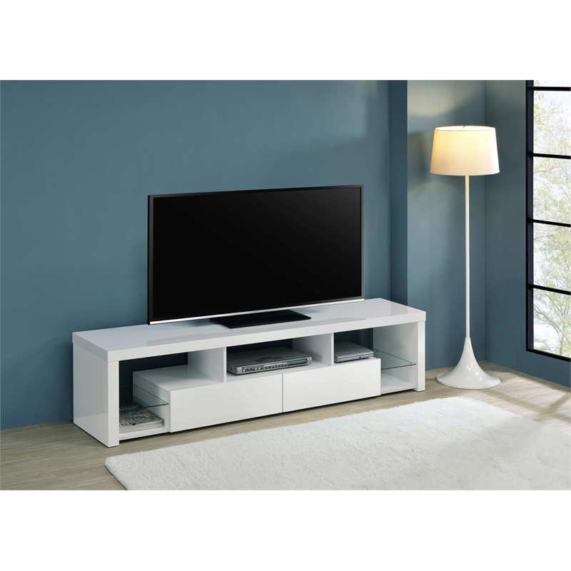 Jude 2-drawer Engineered Wood 71-inch TV Stand High Gloss White