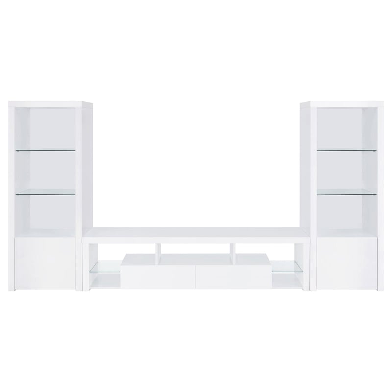 Jude 3-shelf Engineered Wood Media Tower High Gloss White