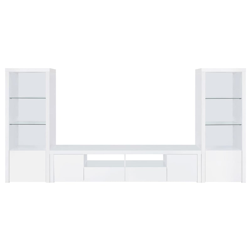 Jude 3-shelf Engineered Wood Media Tower High Gloss White
