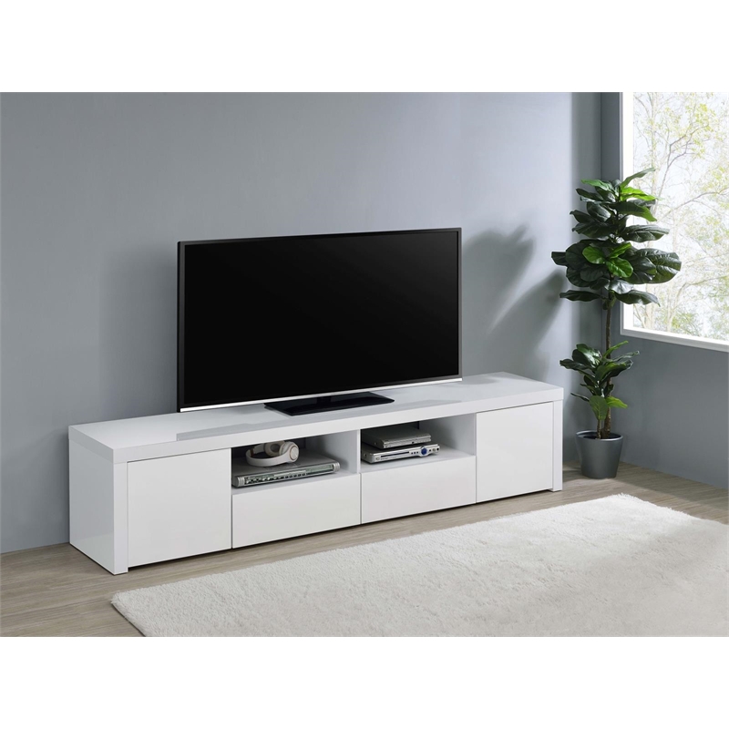 Jude 2-door Engineered Wood 79-inch TV Stand High Gloss White