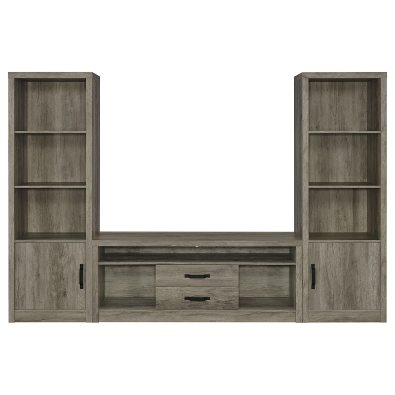 Burke 3-shelf Engineered Wood Media Tower Grey Driftwood