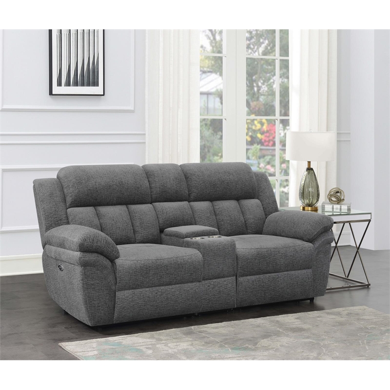Bahrain Upholstered Power Loveseat Charcoal