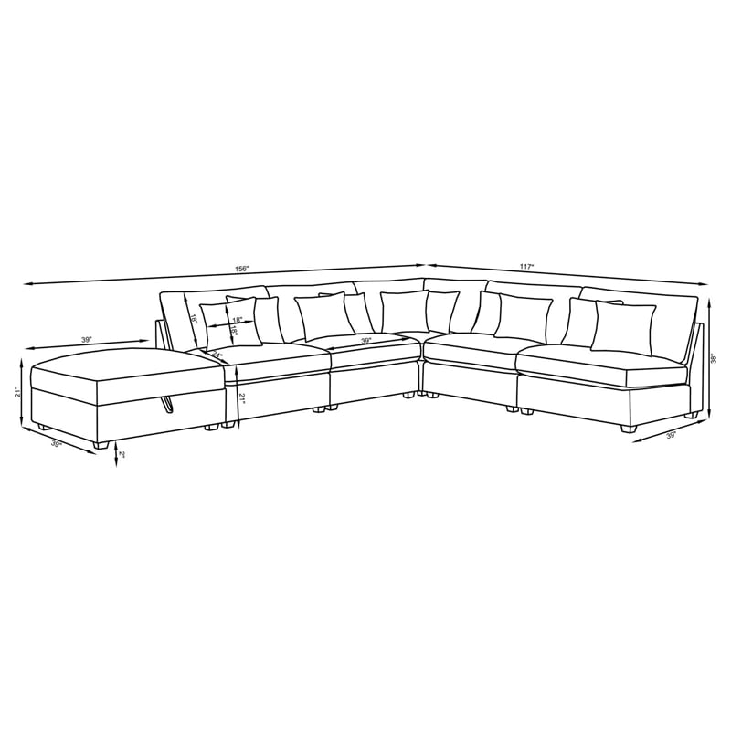 Cambria 5-piece Upholstered Modular Sectional Sofa Grey