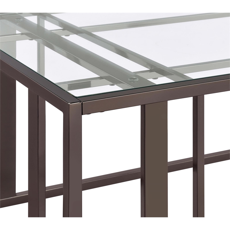 Adri Glass Top Entryway Console Table Black Nickel