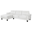 Caspian Upholstered Curved Arm Chaise Sectional Sofa White