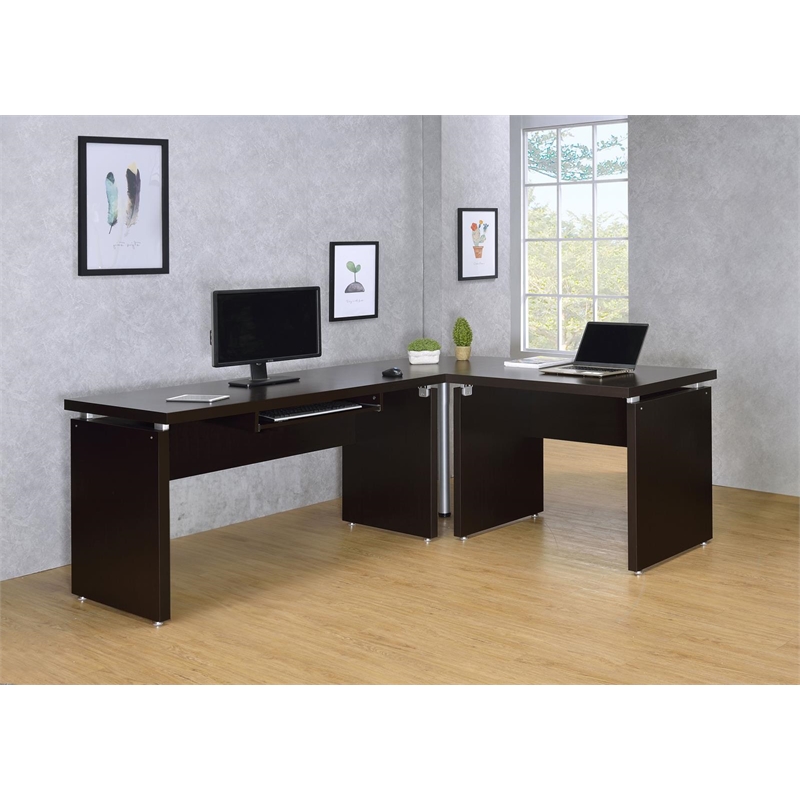 Coaster Skylar Engineered Wood L-Shape Computer Desk Cappuccino