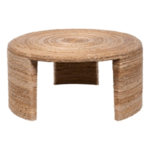Artina Woven Rattan Round Coffee Table Natural Brown