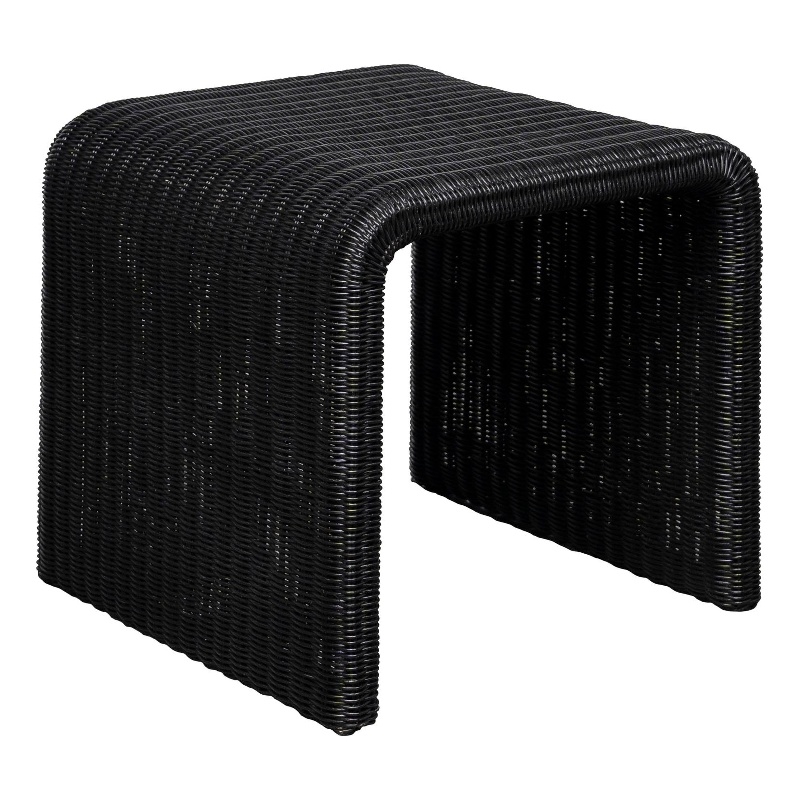 Cahya Woven Rattan Square End Table Black