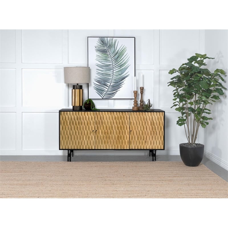 Coaster Aminah 3-door Wood Accent Cabinet in Natural and Black