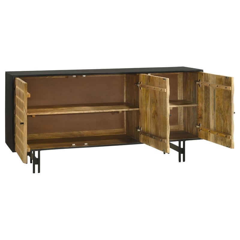 Coaster Aminah 3-door Wood Accent Cabinet in Natural and Black