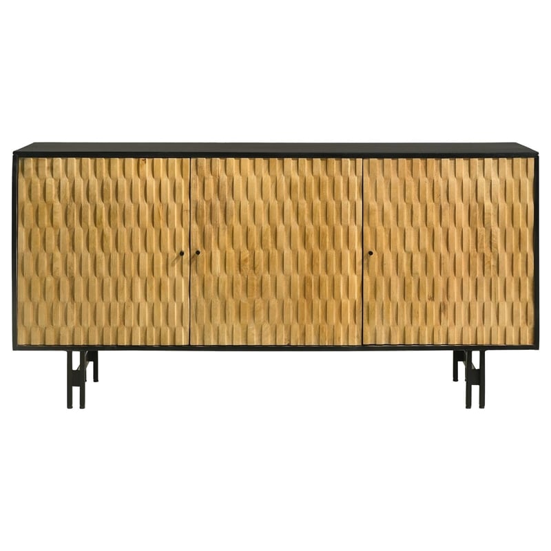 Coaster Aminah 3-door Wood Accent Cabinet in Natural and Black