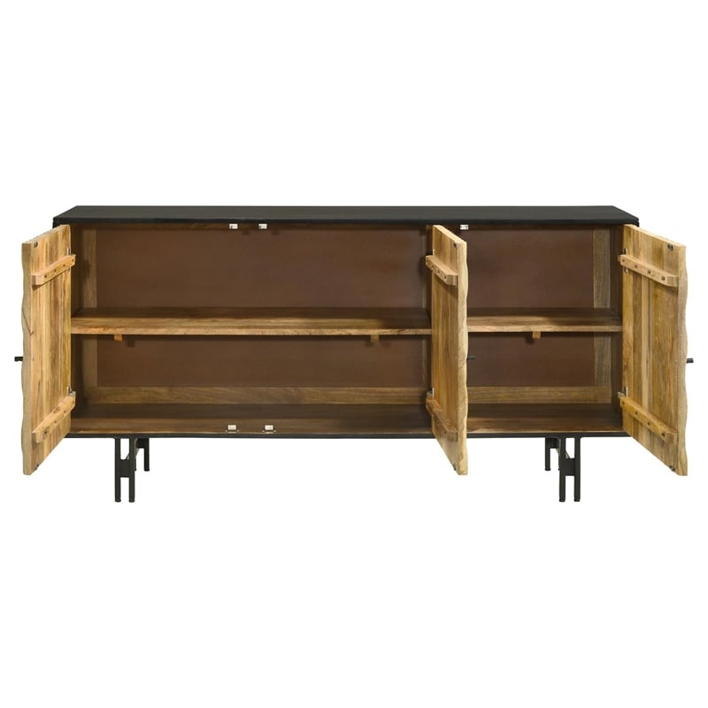 Coaster Aminah 3-door Wood Accent Cabinet in Natural and Black