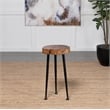 Keith Round Solid Tree Trunk Side Table Natural and Black