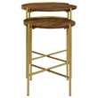 Malka 2-piece Round Wood Nesting Table Dark Brown and Gold