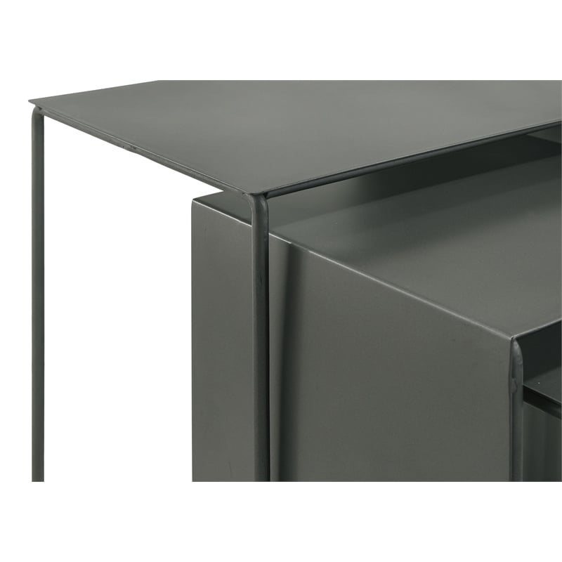 Imez 3-piece Rectangular Metal Nesting Table Set Grey