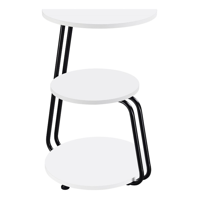 Hilly 3-tier Round Accent Side Table White and Black