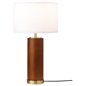 coaster aziel wood & fabric bedside table lamp in cappuccino and white