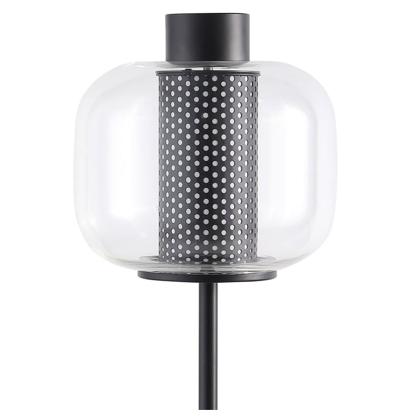 Ingrid 22-inch Glass Shade Bedside Table Lamp Black