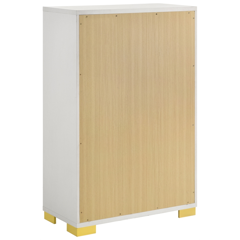 Coaster 4-Piece Contemporary Wood Queen Bedroom Set in White/Gold