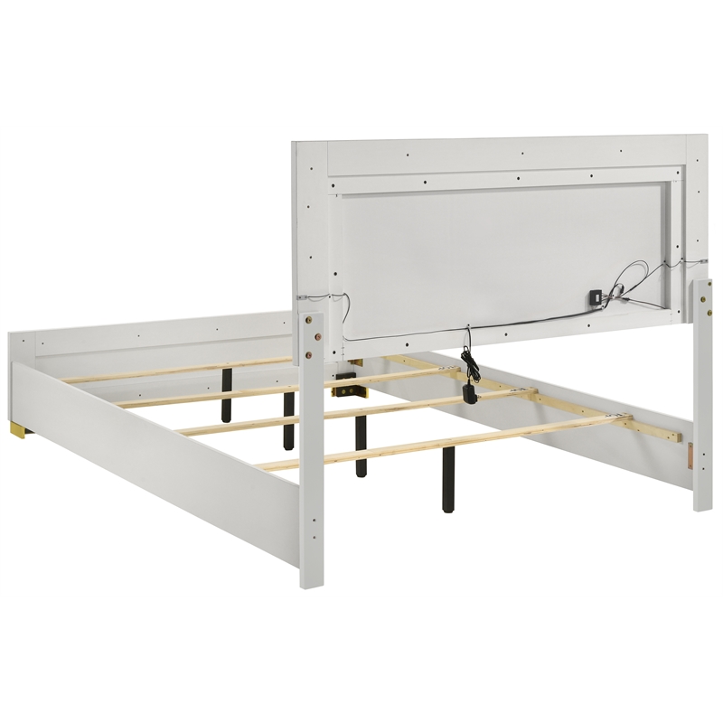 Coaster 4-Piece Contemporary Wood Queen Bedroom Set in White/Gold