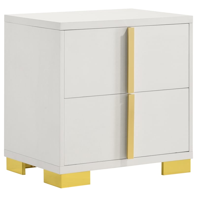 Coaster 4-Piece Contemporary Wood Queen Bedroom Set in White/Gold