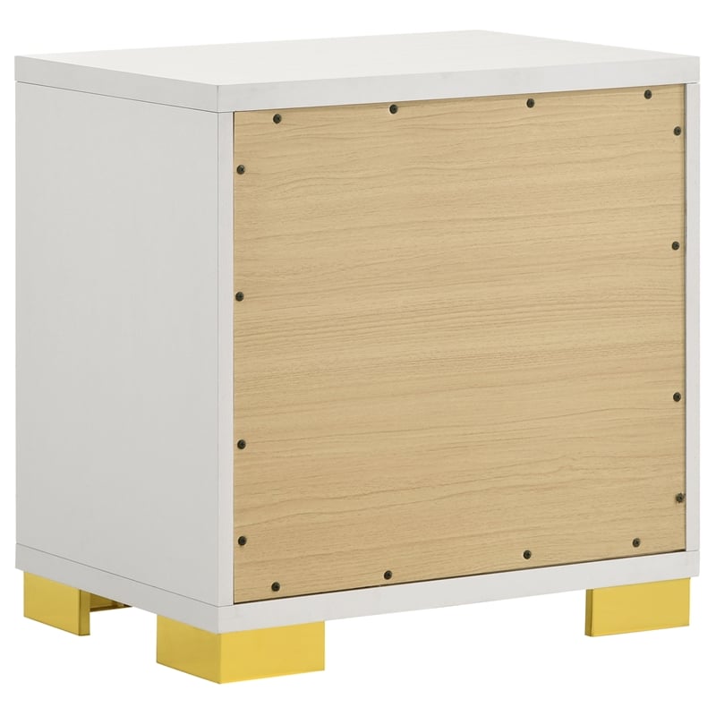 Coaster 4-Piece Contemporary Wood Queen Bedroom Set in White/Gold