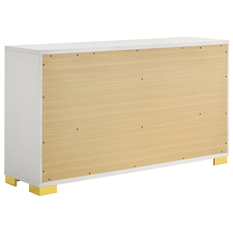 Coaster 4-Piece Contemporary Wood Queen Bedroom Set in White/Gold