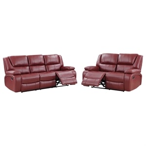 Coaster Camila 2-Piece Faux Leather Upholstered Reclining Sofa Set in Red
