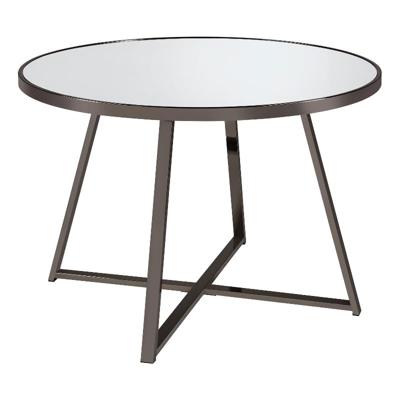 Jillian Round 45-inch Mirror Top Dining Table Black Nickel
