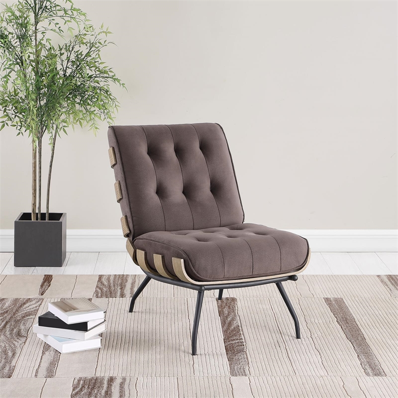 Coaster Aloma Upholstered Tufted Armless Accent Chair in Brown