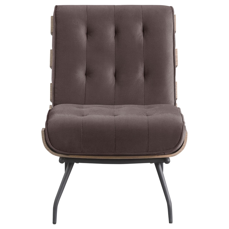 Coaster Aloma Upholstered Tufted Armless Accent Chair in Brown