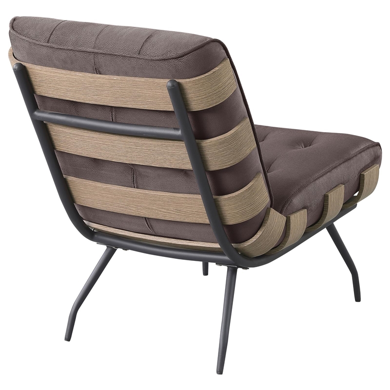Coaster Aloma Upholstered Tufted Armless Accent Chair in Brown