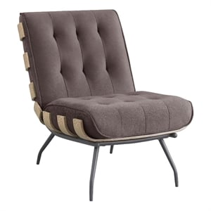 Coaster Aloma Upholstered Tufted Armless Accent Chair in Brown