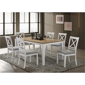coaster 7-piece rectangular coastal wood dining set in brown/white