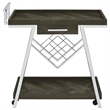 Coaster 1-Drawer Contemporary Wood Bar Cart with Shelving in Gray and Chrome