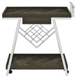 Coaster 1-Drawer Contemporary Wood Bar Cart with Shelving in Gray and Chrome