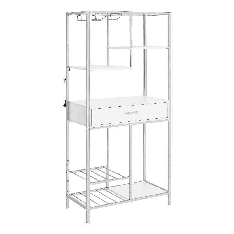 Figueroa 5-shelf LED Wine Storage Bar Cabinet White High Gloss